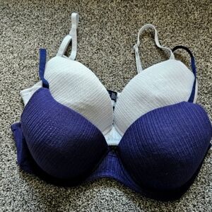 Nautica Two-Tone Padded Bra in Navy and White